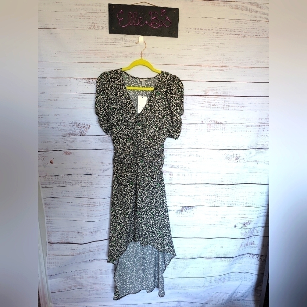 NWT/NWOT A New Day Green/Black/ Cream Floral High Low Dress XS, S